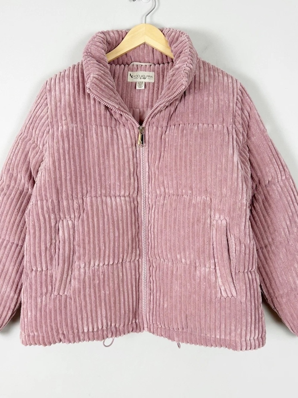 Koolaburra Rose Pink Corduroy-Textured Puffer Jacket